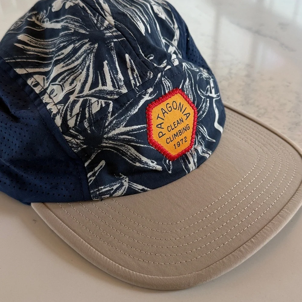 Patagonia Graphic Maclure Five-Panel Hat Limited Edition Navy Blue/ Tan Color